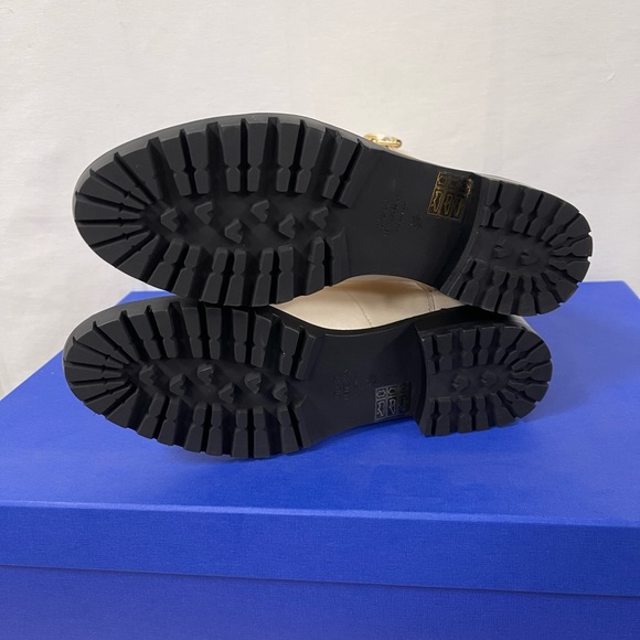 Stuart Weitzman Thalia Leather Combat Lace-up Boots in Ivory NWT - Picture 7 of 9